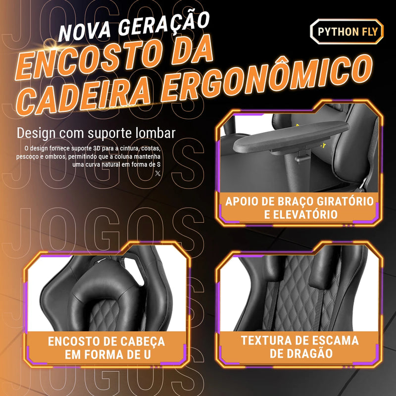 Cadeira Gamer Ergonômica de Última Geração com Reclinagem de 180º | Neonix ™