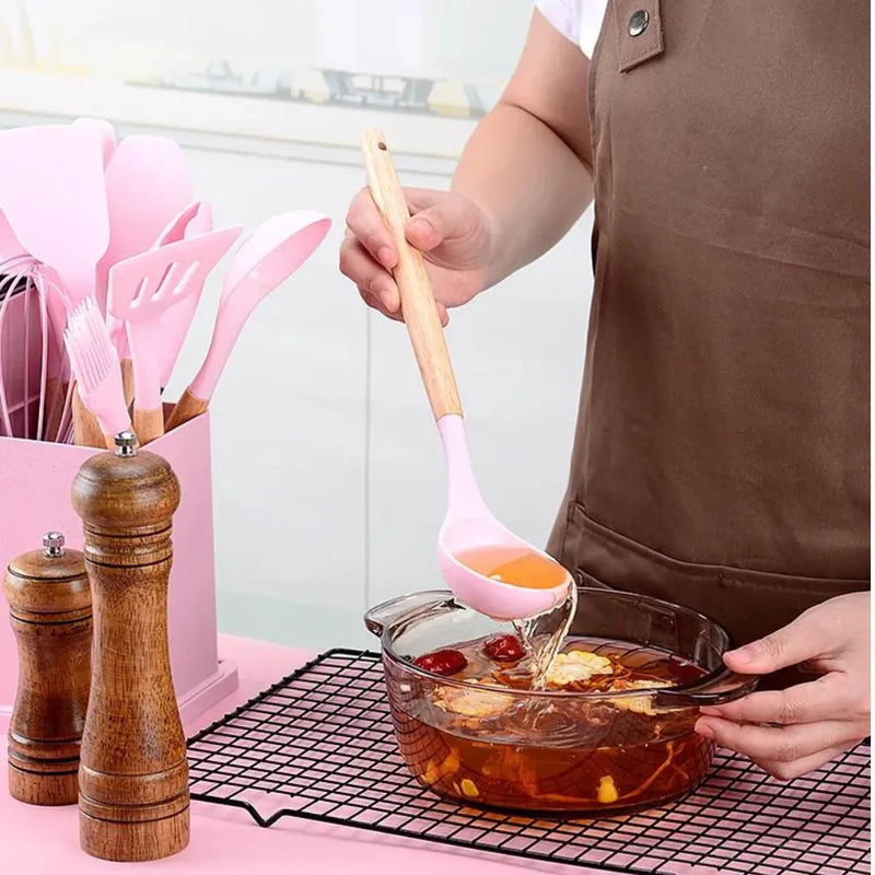 Full Game Kit Utensils C/19 Pieces Kitchen With Tablet Silicone Spatula Knife Scissors