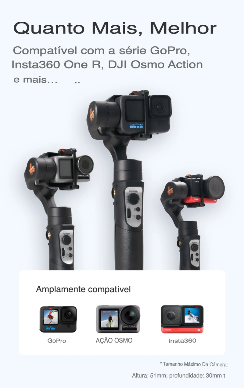 Gimbal de 3 Eixos Hohem iSteady Pro4 para Câmeras de Ação | Neonix ™