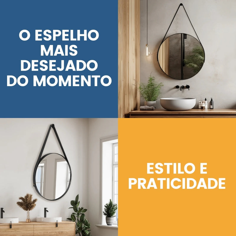 Espelho Decorativo Adnet Suspenso Redondo 40cm com Suporte | Neonix ™