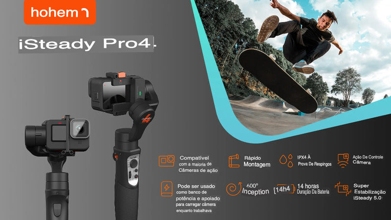 Gimbal de 3 Eixos Hohem iSteady Pro4 para Câmeras de Ação | Neonix ™