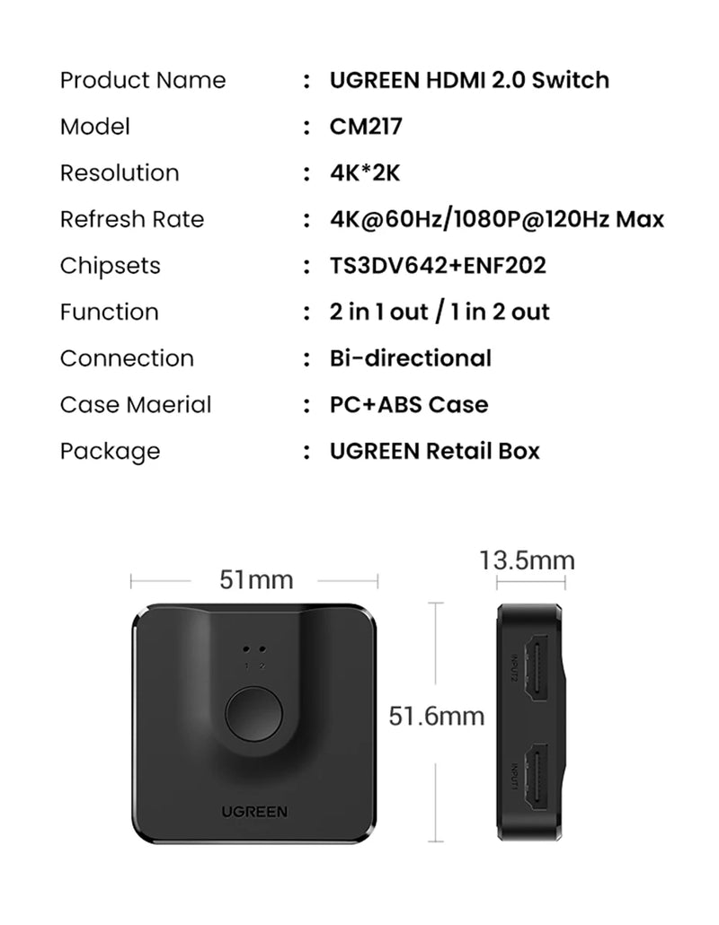 UGREEN – Comutador e Divisor HDMI 8K e 4K de Alta Performance | Neonix ™