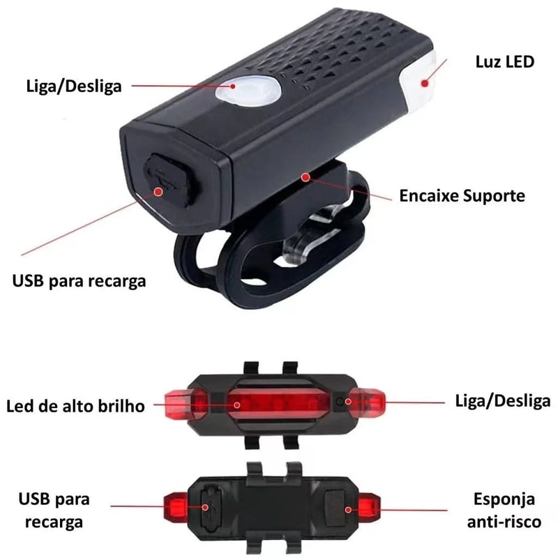 Lanterna E Farol Bicicleta Bike Ciclismo Luz de segurança Ultra Led A Prova D'agua mt2255 - b6